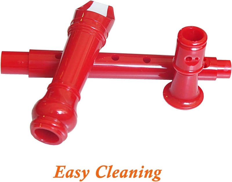 Farcaya 2-Piece Soprano Recorder Instrument for Beginners German Style C Key 8 Hole Descant with Clean Rods 2 Storage Cases (Red+White) - Image 2